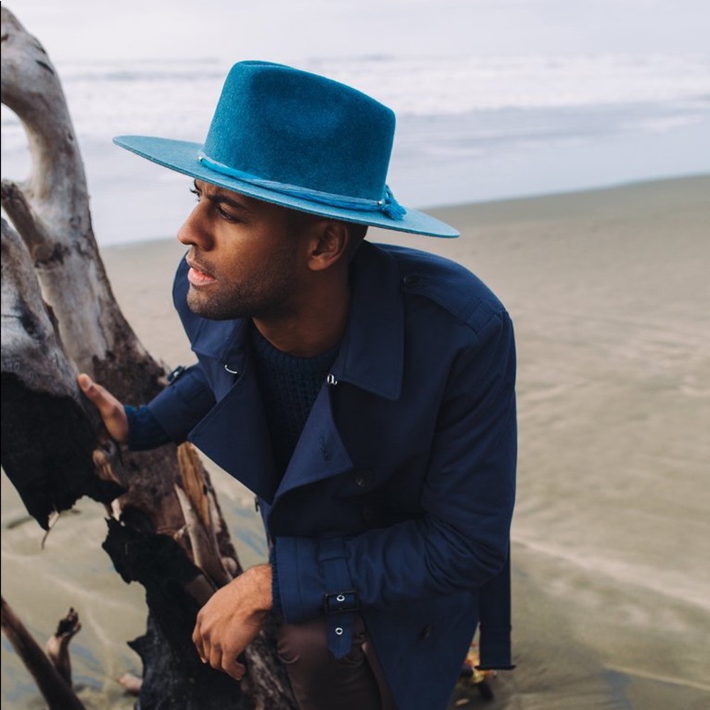 Goorin Bros Wide Rim Blue Wool Fedora Hat